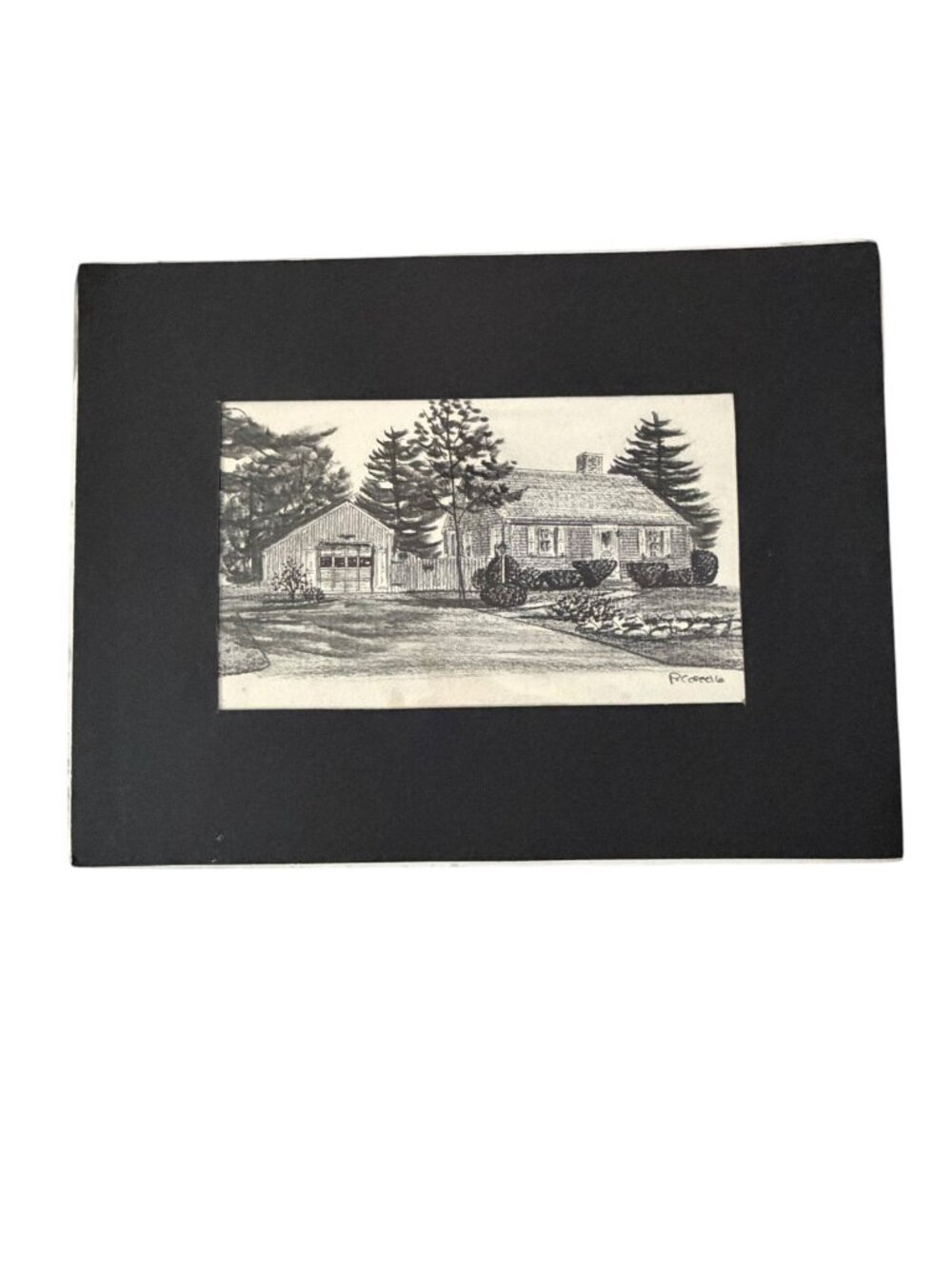 Vintage P. Costella Original Pencil House Portrait 17 Merrow Rd Potter Lynnfield